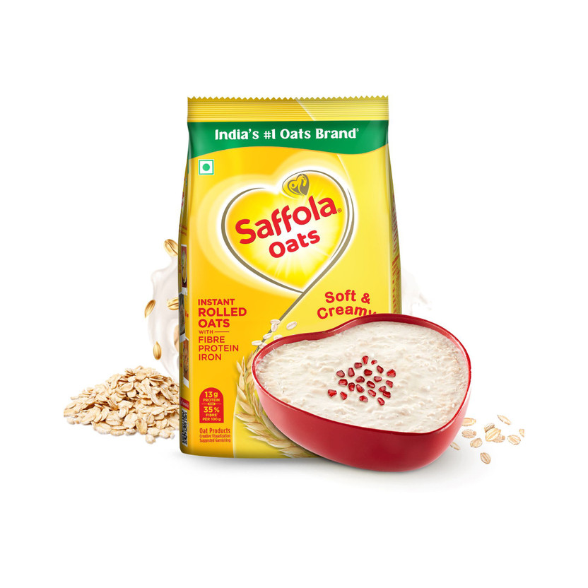 Saffola Saffola by Marico Oats, High Protein (13g), High Fibre (10g) | Instant Rolled Oats | Soft & Creamy Pouch(200 g) - Flipkart Deal