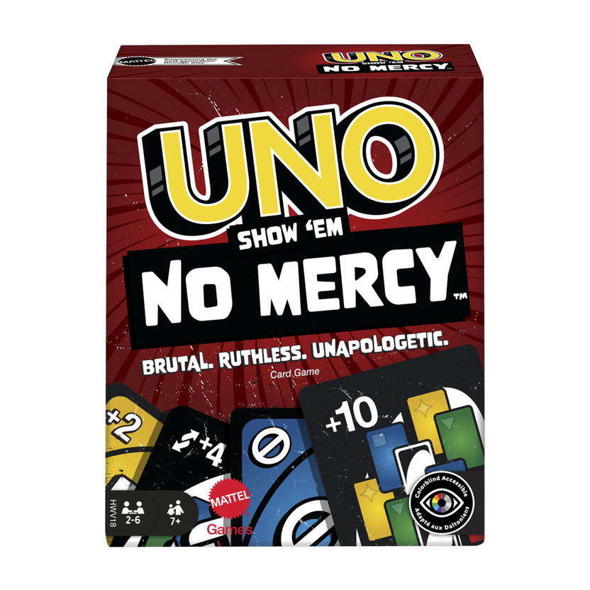 mattel GAMES UNO Show em No Mercy Card Game for Kids, Adults, Parties and Travel(Multicolor)