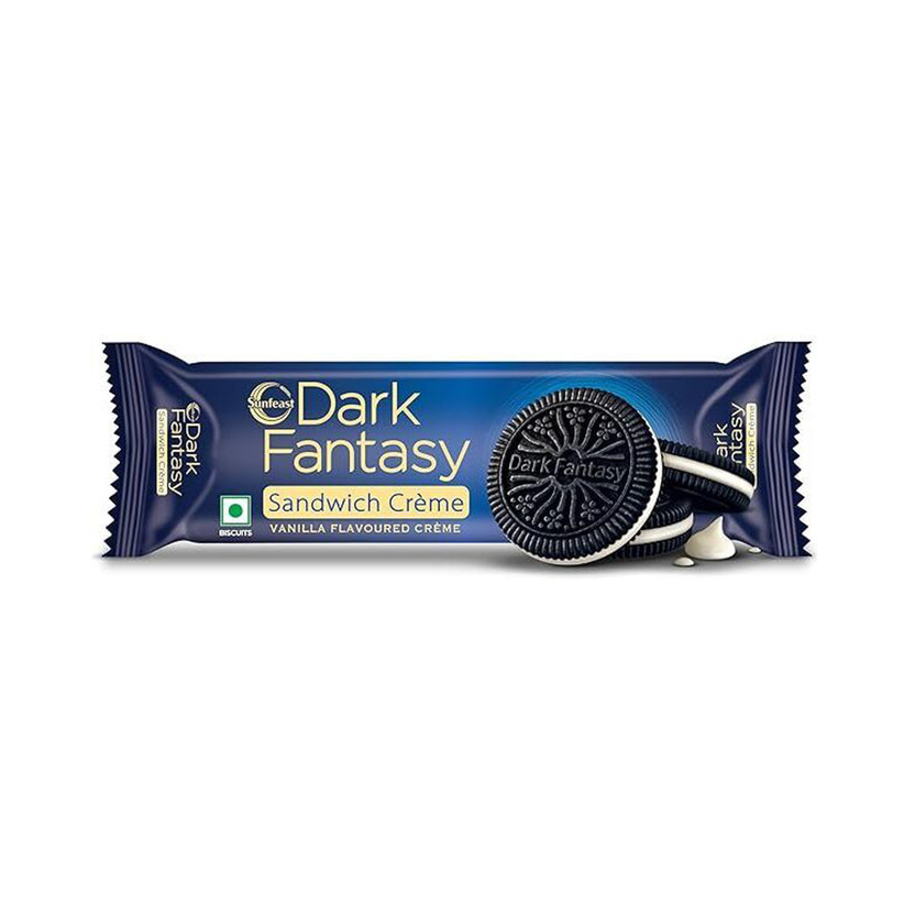 Sunfeast Dark Fantasy Vanilla Creme, Dark Crunchy Biscuit with Smooth Cream Filled Biscuit(79 g)