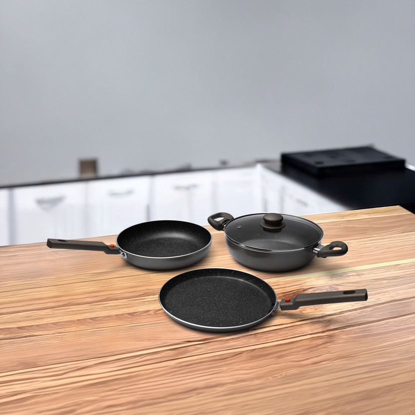 Prestige Prestige Omega Festive Pack Induction Bottom Non-Stick Coated Cookware Set(Aluminium, 3 - Piece) - Flipkart Deal