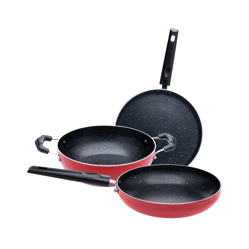 Flipkart SmartBuy Non-stick PFOA Free Non-Stick Coated Cookware Set(Aluminium, 3 - Piece)