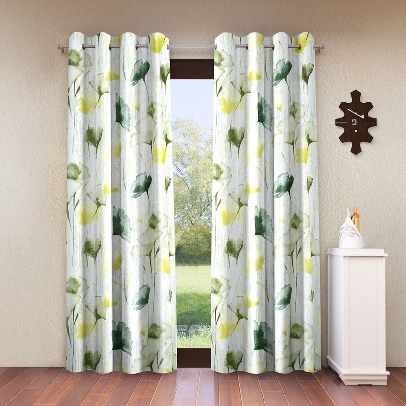Home Home Sizzler 213 cm (7 ft) Door Polyester Semi Transparent Curtain (Pack Of 2)(Green, Printed) - Flipkart Deal