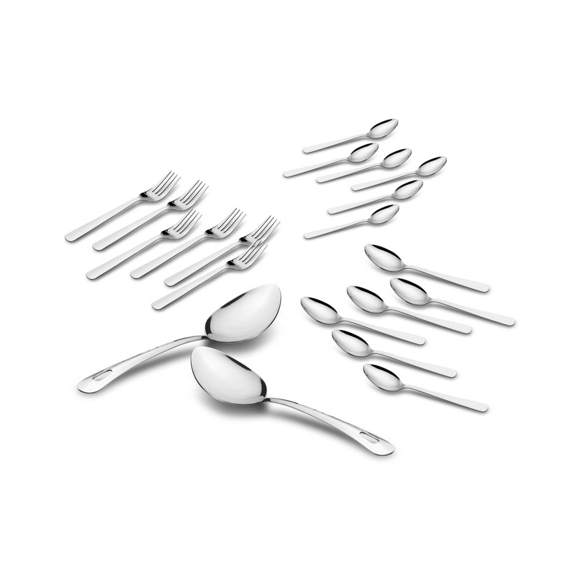 Classic Essentials Stainless Steel Silverware Flatware Cutlery Set,Stainless Steel Utensil Service 4,Include Dinner Spoon/Baby Spoon/Fork/Serving Spoon.Mirror Polished, and Dishwasher Safe Stainless Steel Cutlery Set(Pack of 20)
