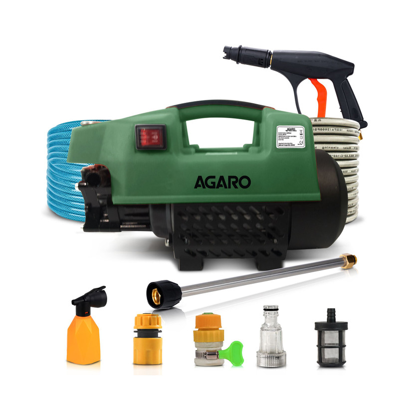 AGARO AGARO Supreme 1800 Watt, 120 Bar, 6.5L/Min Flow Rate, 4 Mtr Outlet Hose, Green Pressure Washer - Flipkart Deal