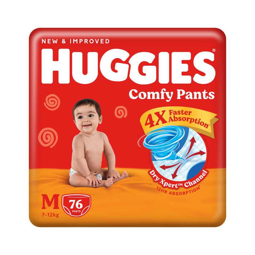 Huggies Comfy Baby Pant Diapers - M(76 Pieces)