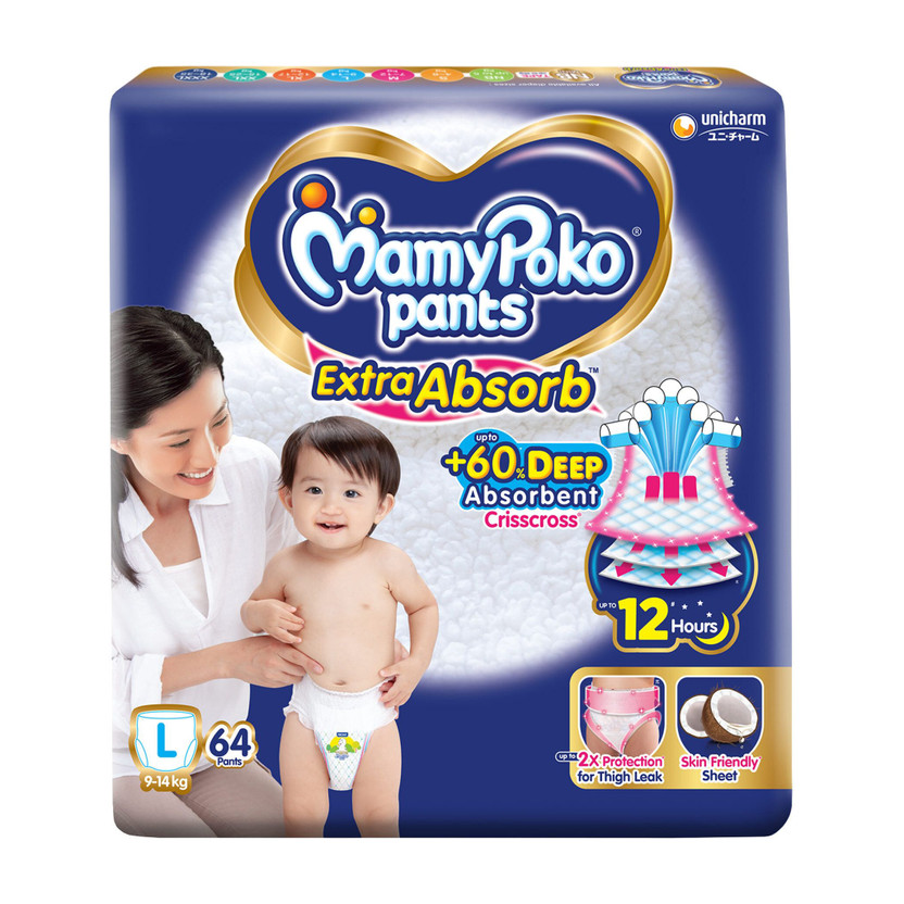 MamyPoko Extra Absorb Pant Diapers - L(64 Pieces)