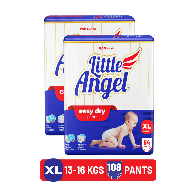 Little Angel Easy Dry (Combo) Pant Diapers - XL(108 Pieces)