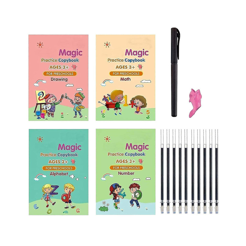 J K INTERNATIONAL Sank Magic Practice Copybook (4 BOOKS + 5 REFILL)(Multicolor)