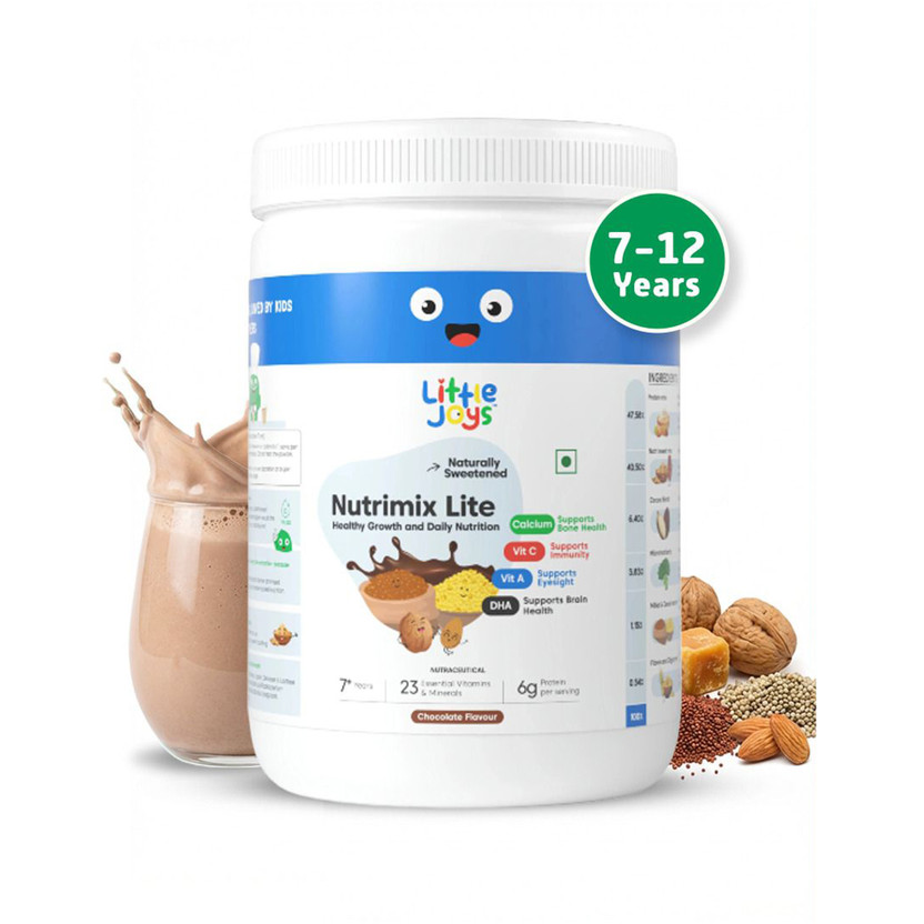 Little Joys Nutrimix Lite for Kids 7-12 Years | Supports Immunity & Gut Health | Chocolate(350 g)