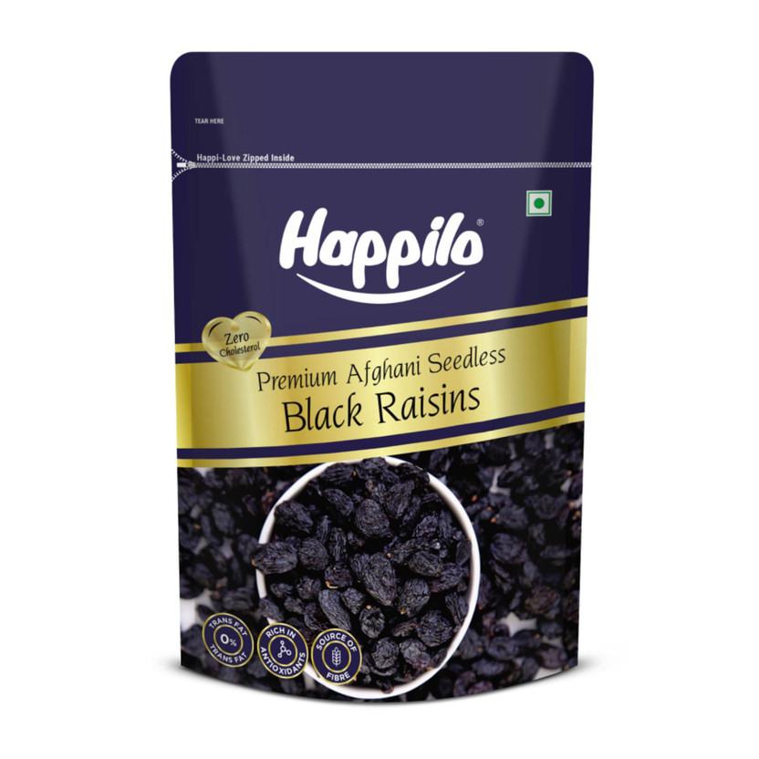 Happilo Premium Afghani Seedless Black Raisins(1 x 250 g)