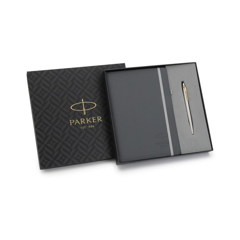 PARKER PARKER Gift Set | Note Book with Jotter Stainless Steel Gold Trim | Pen Gift Set(Pack of 2, Ink Color - Blue) - Flipkart Deal