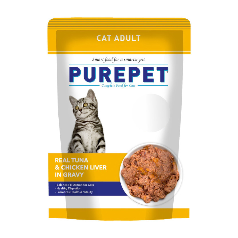 Purepet Real Tuna & Chicken Liver In Gravy Tuna 0.05 kg Wet Adult Cat Food