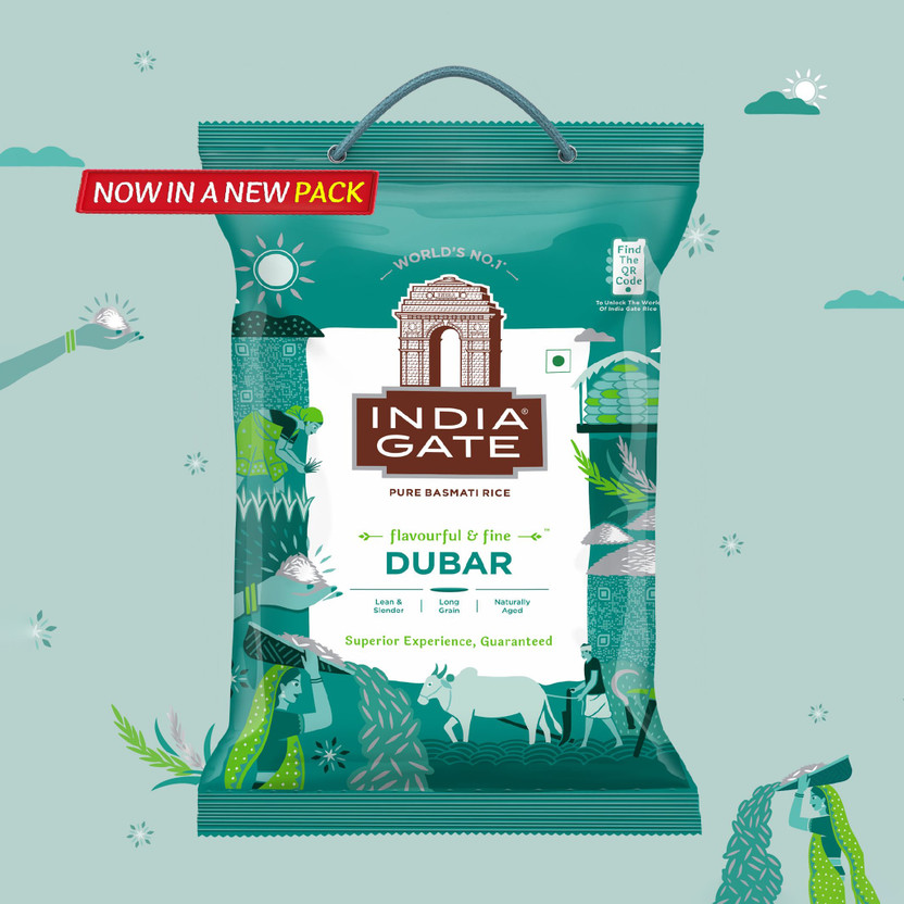 INDIA GATE Flavourful & Fine Dubar Basmati Rice (Long Grain, Polished)(5 kg)