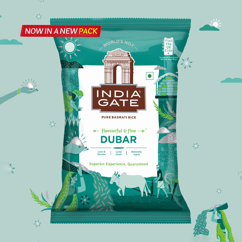 INDIA GATE Flavourful & Fine Dubar Basmati Rice (Long Grain, Polished)(1 kg)