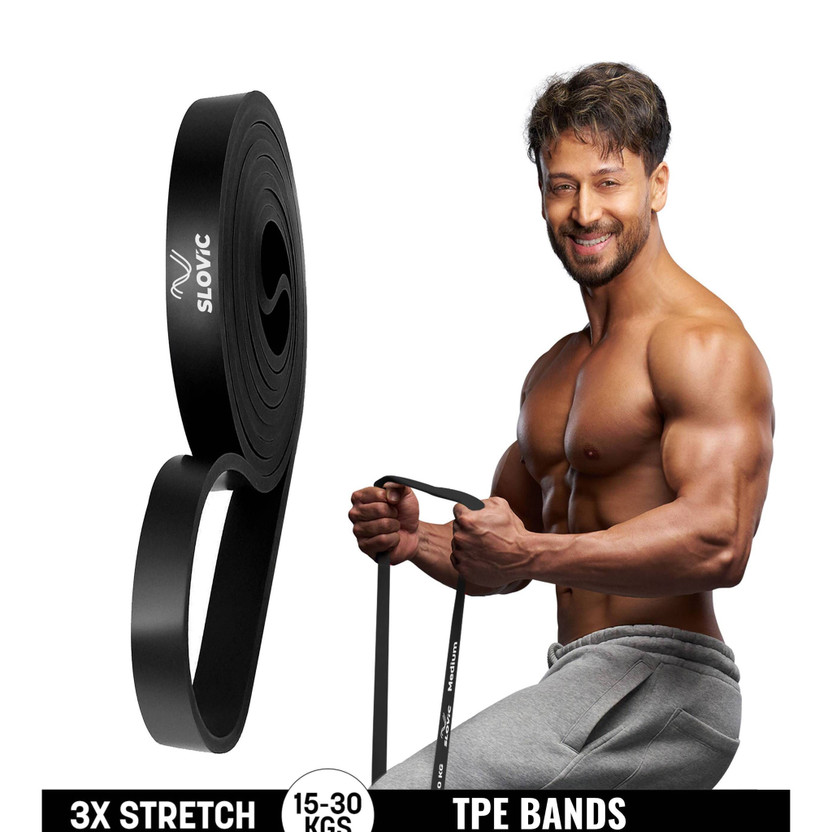 SLOVIC TPE Bands for Workout | Pull Up | Stretching |Heavy Duty Material|Upto15-30 KGS Resistance Band(Black, Pack of 1)
