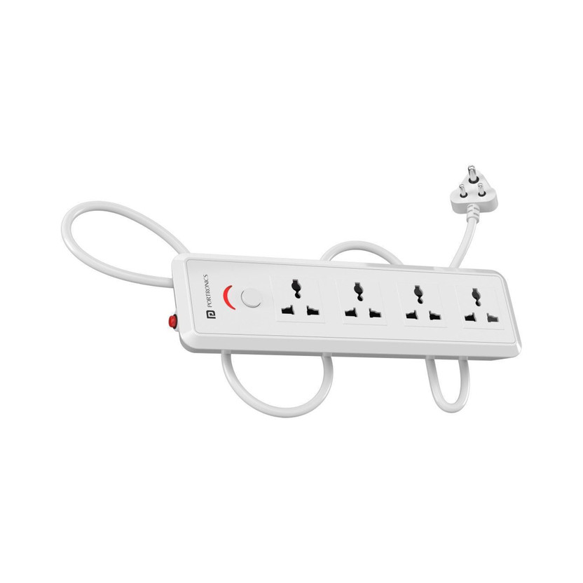 Portronics Power Plate 11 1500W 4  Socket Extension Boards(White, 2 m)