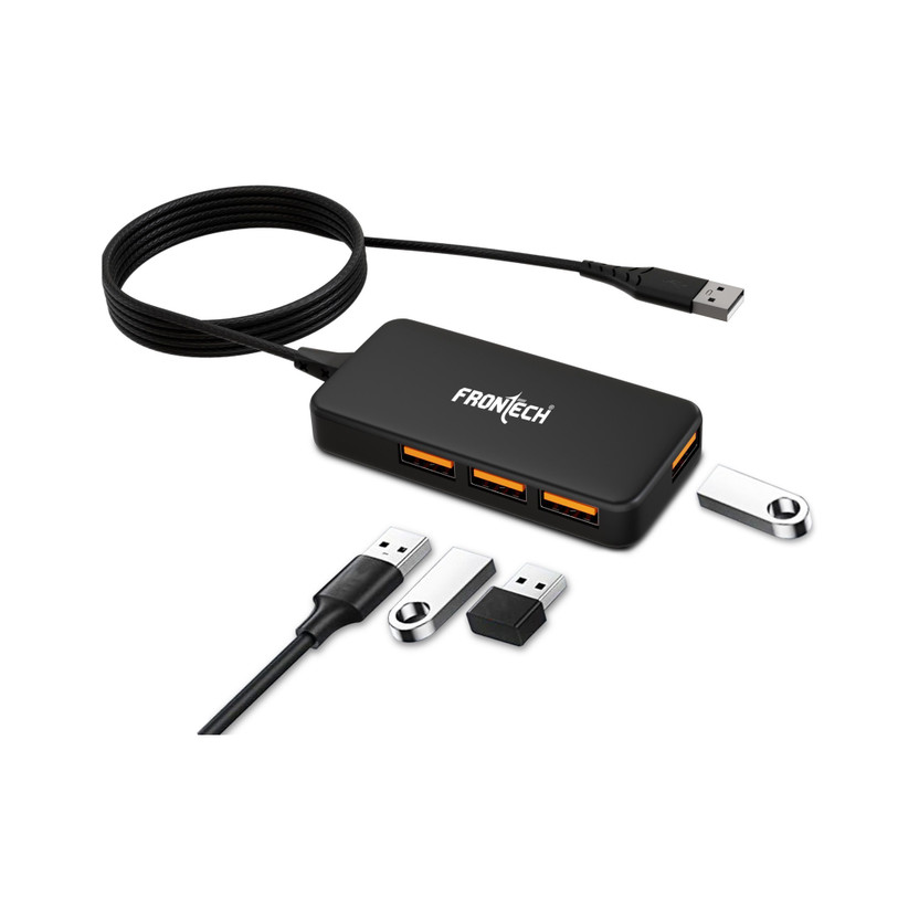 Frontech 4 in 1 USB Hub Dock, LED Indicators, 150 Cm Cable Lenth, 480 Mbps Speed (NC-0062) USB Hub(Black)