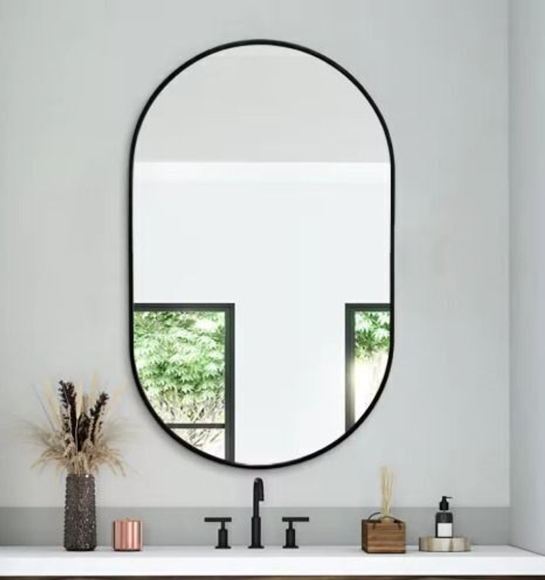 Flipkart Perfect Homes 12 X 18 Inches Frameless Decorative Capsule Wall Mount Mirror Bathroom Mirror(Oval Finish : Polished)