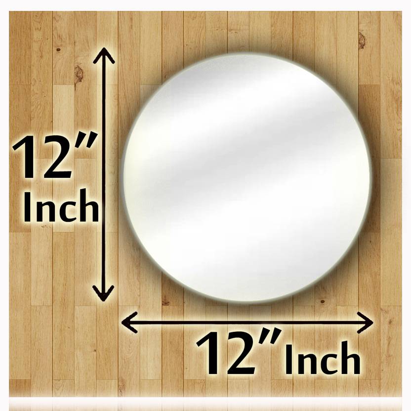 RannS 12"Inch Round Mirror, 3.5mm thick / No Drill Required / Easy