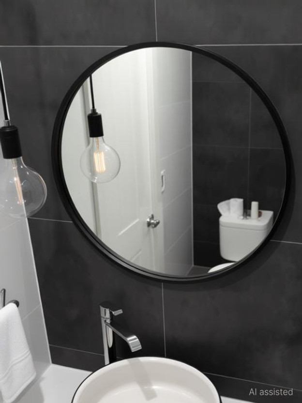 windowera FLAT EDGE POISHED / 12" INCH Bathroom Mirror(Round)