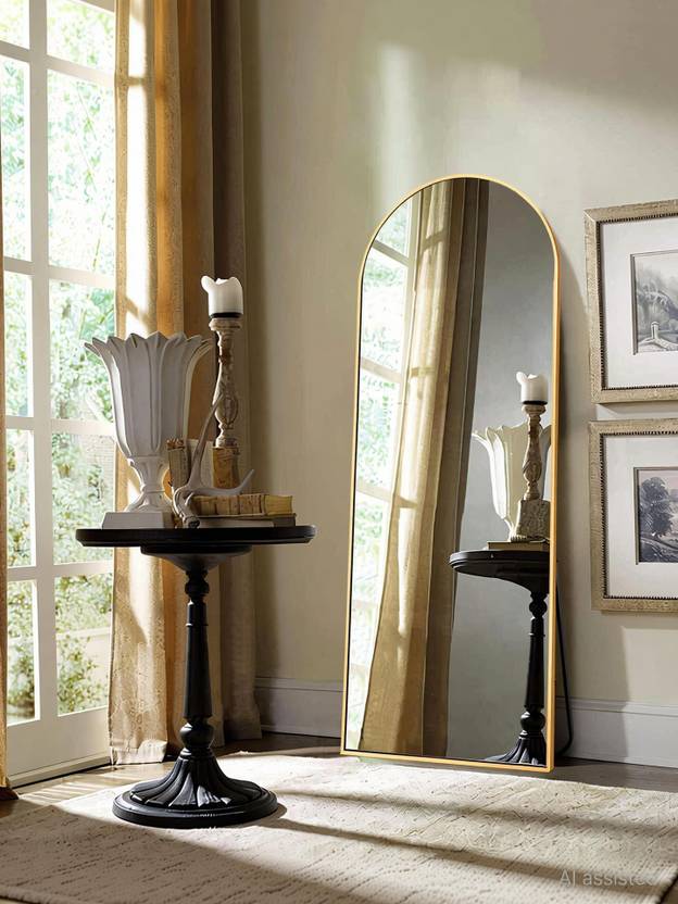 ARTMENT Vista Frame Floor Mirror Gold Arched (155 X 45 CM) Decorative Mirror Semi Curved Finish : Powder-Coated Finish