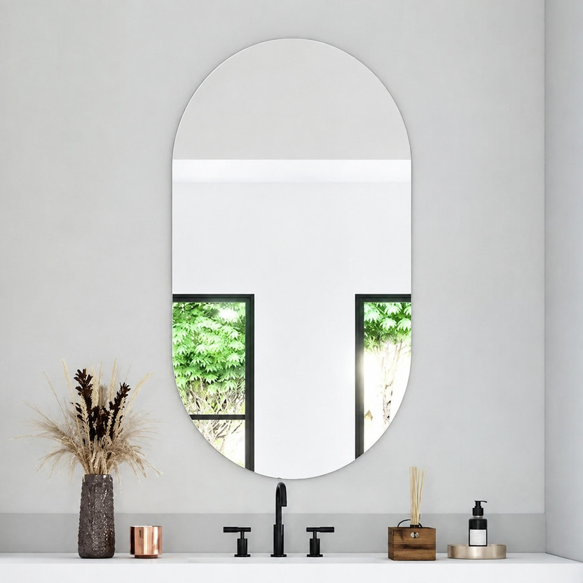 Flipkart Flipkart Perfect Homes 12 X 18 Inches Frameless Decorative Capsule Wall Mount Mirror Bathroom Mirror(Oval Finish : Polished) - Flipkart Deal