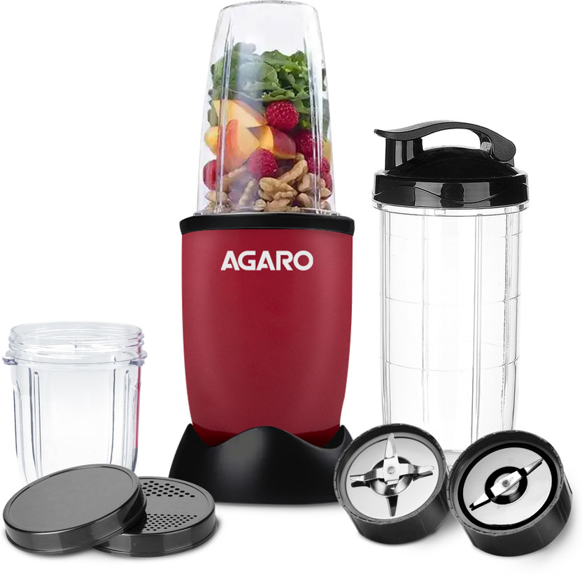 AGARO modern 400 W Juicer Mixer Grinder(Plastic Regal 3 Jar Personal Blender | 3 Jars | Red & Black)