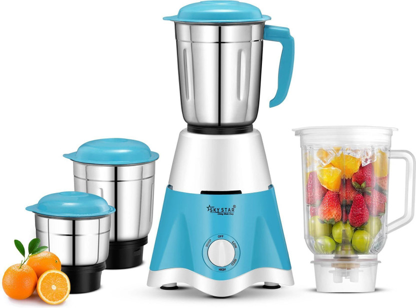 Skystar Supreme Elegant 750 W Juicer Mixer Grinder(Supreme Elegant | 4 Jars | White Blue)