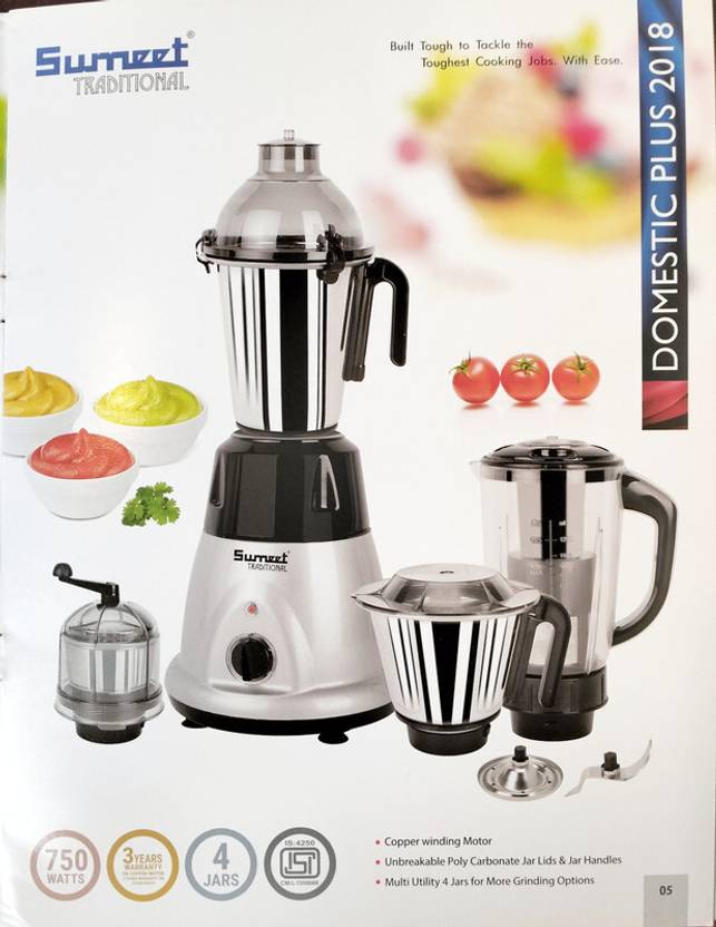 Sumeet Traditional Sumeet Domestic Plus 2018 (750W) 750 Mixer Grinder
