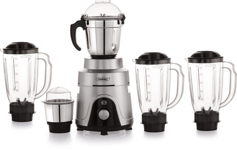 cookwell Heavy Duty 1200 W Juicer Mixer Grinder(Commercial | 5 Jars | Silver)