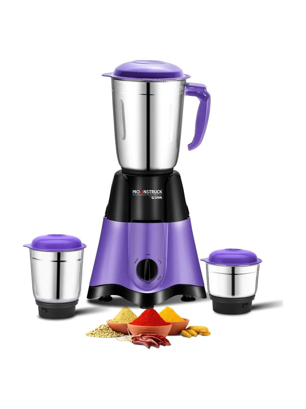 Moonstruck Dusk 3 Jar Set 750 W Juicer Mixer Grinder(HeatShield Motor with LiveView Chutney for Masala & Smoothie | 3 Jars | Purple)