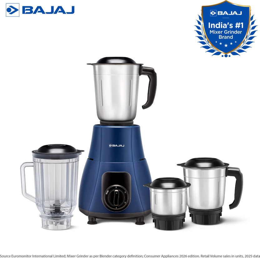 BAJAJ BAJAJ GX-8 750 W Mixer Grinder(GX-8 Mixer Grinder 750W | 4 Jars | Dark Blue, Black) - Flipkart Deal