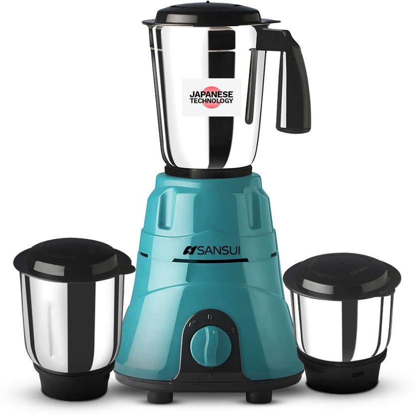 Sansui Plus 500 W Juicer Mixer Grinder(Allure Plus | 3 Jars | Black, Blue)
