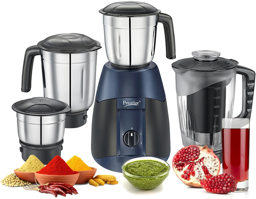 Prestige Supreme 750 W Juicer Mixer Grinder(Atlas Supreme | 4 Jars | Black, Blue)