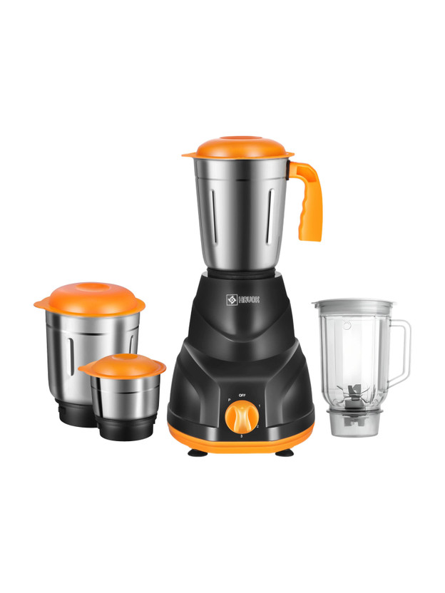 Havok copper winding 750 W Juicer Mixer Grinder(Orange_Mixi_4_Jar | 4 Jars | Black, Orange)