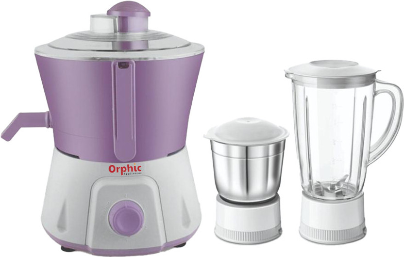 ORPHIC ORPHIC APPLIANCES Juicer Mixer Grinder with 2 Jars & Blender | Multipurpose Kitchen Appliance 600 W Juicer Mixer Grinder(JUICER MIXER Model : IMPORIO OR 236 | 2 Jars | White, Purple) - Flipkart Deal