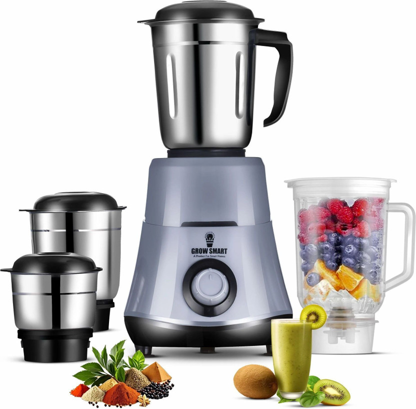 Growsmart Powerful HydroGrind Heavy Duty Copper Motor 750 W Juicer Mixer Grinder(HydroGrind 4 Jar | 4 Jars | Grey Black)
