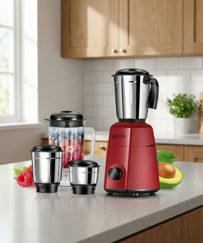 Havok Red Mixer 750 W Juicer Mixer Grinder(Red_Mixer_4Jar | 4 Jars | Red)