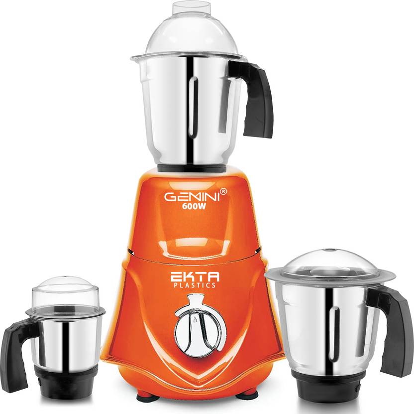 Gemini 600watts Rocket Mixer Grinder with 3 Stainless Steel (Chutney