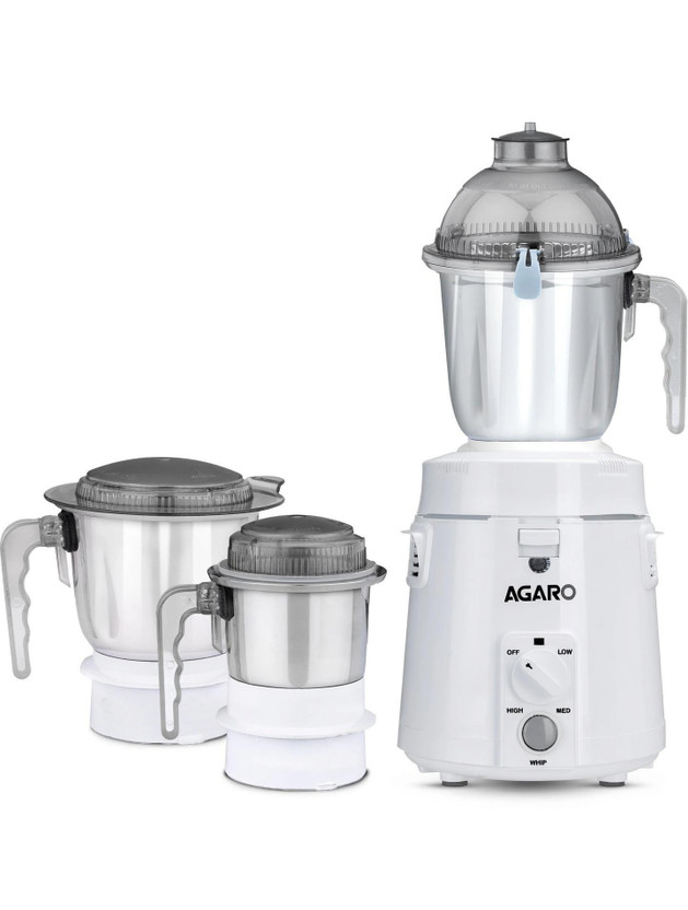 AGARO AGARO Royal 900 W Mixer Grinder(Royal Mixer Grinder, Heavy Duty, 100% Pure Copper Motor, | 3 Jars | White) - Flipkart Deal