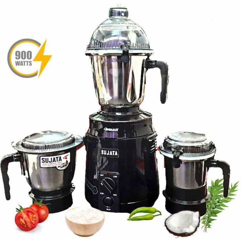 SUJATA Dynamix Black Premium 900 Mixer Grinder (3 Jars Black) Price