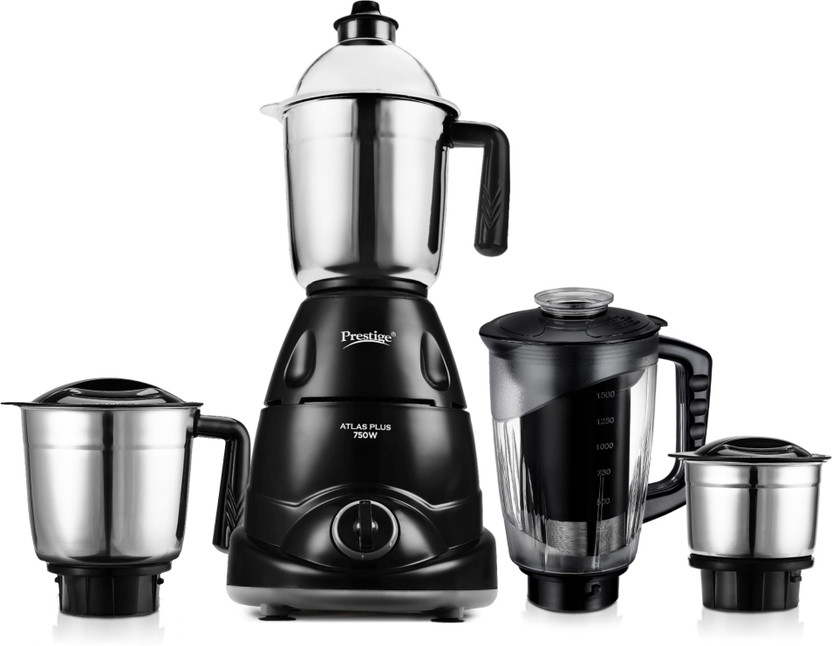 Prestige Plus 750 W Juicer Mixer Grinder(Atlas Plus | 4 Jars | with Flow Breaker Design | Black, Grey)