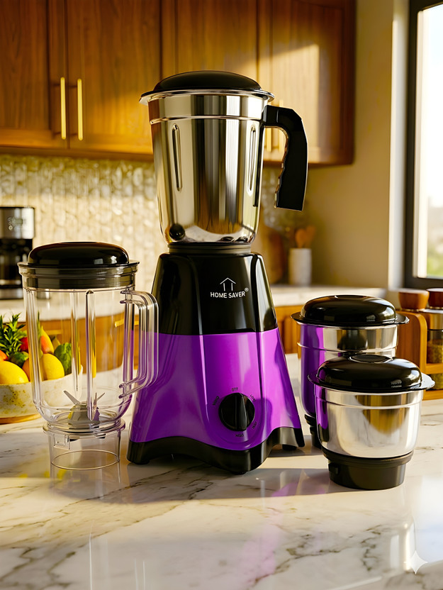 HOME SAVER Premium 550 W Juicer Mixer Grinder(Premium Star | 4 Jars | Purple, Black)