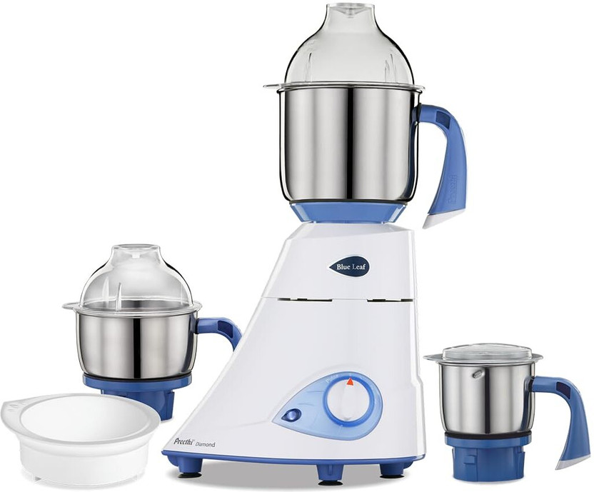 Preethi Blue Leaf Diamond 750 W Mixer Grinder(MG - 214 | 3 Jars | 2yr Guarantee & Lifelong Free Service FBT Motor I Powerful Grinding & Blending Perfect for Smoothies | White)