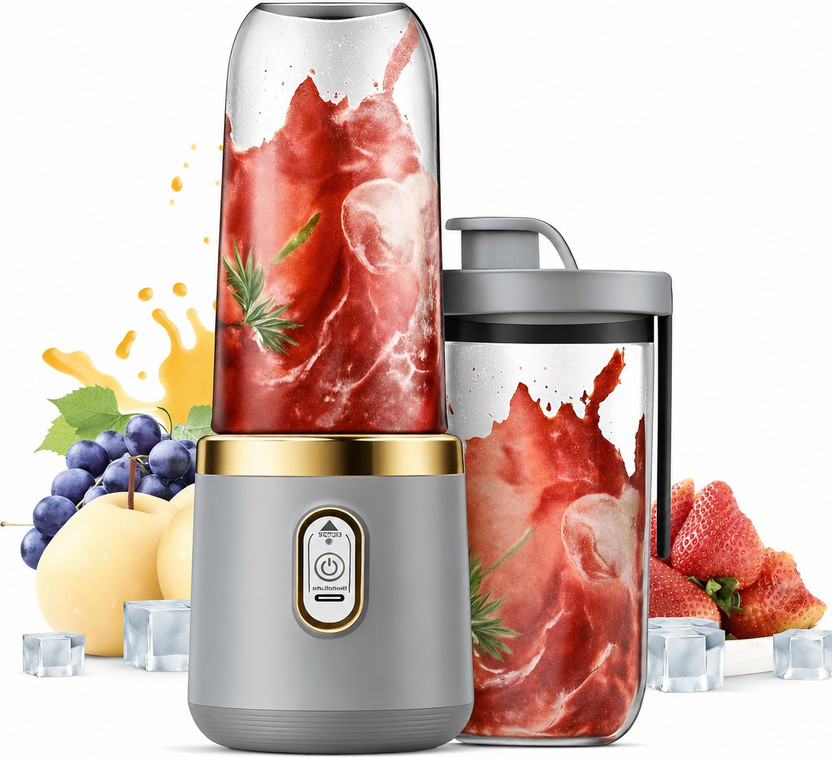 Tazomi Portable USB Rechargeable Juicer Blender Mini Smoothie Maker Bottle 240 W Juicer(Portable Handheld Juicer | 1 Jar | Grey)