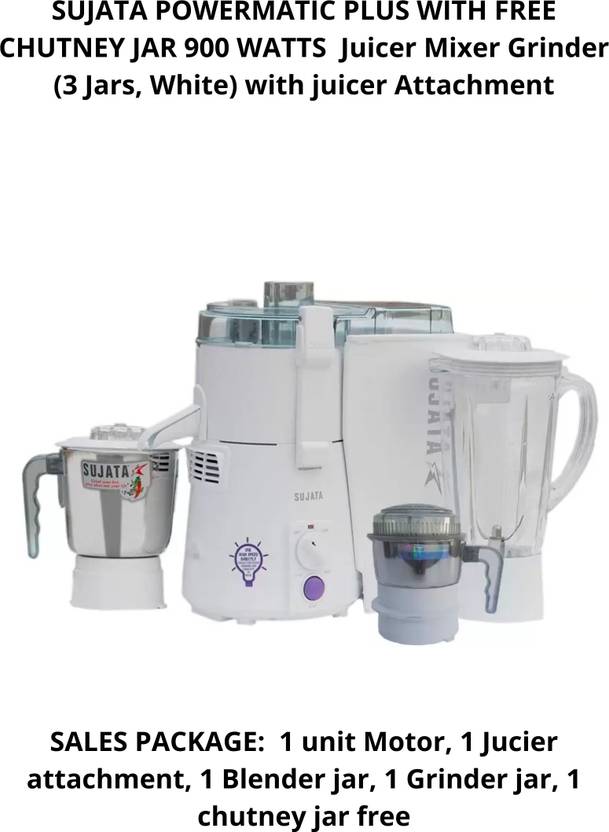 SUJATA 'S POWERMATIC PLUS WITH FREE CHUTNEY JAR & JUICER ATTACHMENT PMP