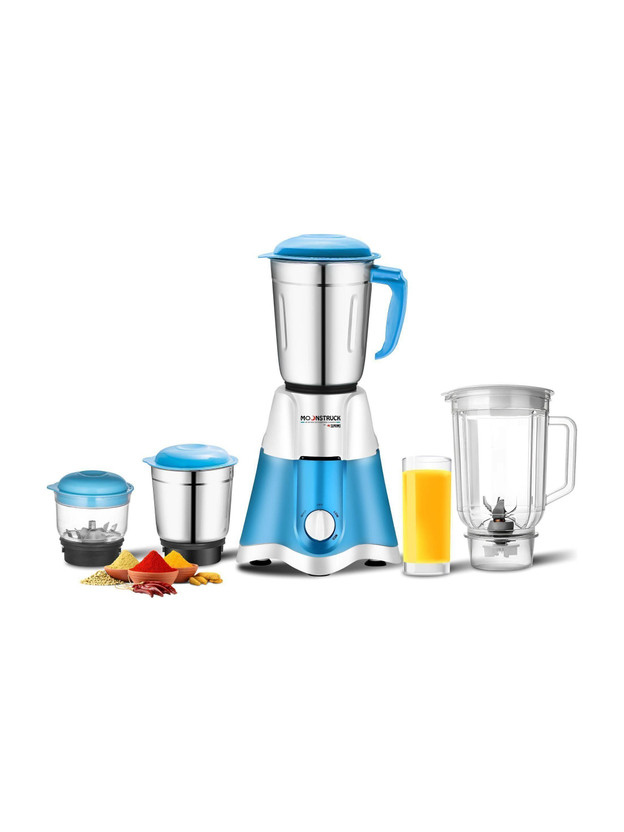 Moonstruck Skye New 4 Jar Set 750 W Juicer Mixer Grinder(HeatShield Motor with LiveView Chutney for Masala Smoothie & Juice | 4 Jars | Blue)
