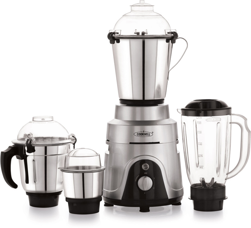 cookwell Heavy Duty 1200 W Juicer Mixer Grinder(Commercial | 4 Jars | Silver)