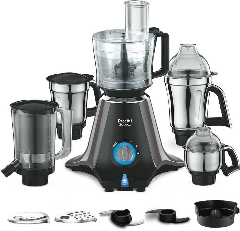 Preethi Zodiac 750 W Juicer Mixer Grinder MG-218 | 5 Jars | Black