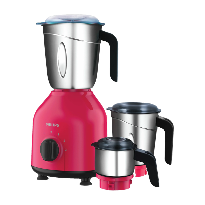 PHILIPS Daily Collection 750 W Mixer Grinder (HL7756/03 | 3 Jars | Strawberry, Black)